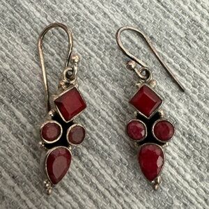 Sterling Silver & Coral Earrings